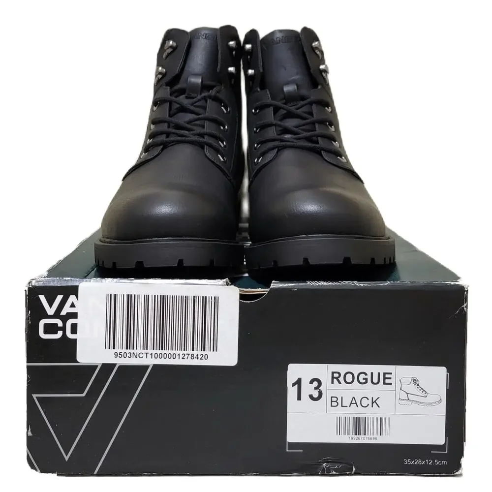 Vance Co Men Rogue Combat Work Ankle Boots Size US 13 Black Faux Leather